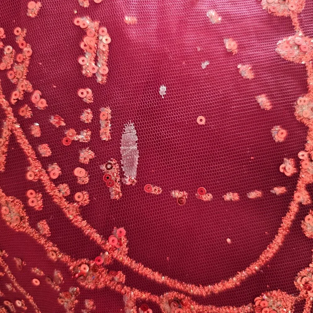 DREAM QUEEN USA  Beautiful Red Voluminous Sequin Dress - Picture 12 of 13